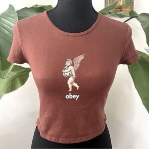 Obey Brown Mine Cropped Chloe T-Shirt